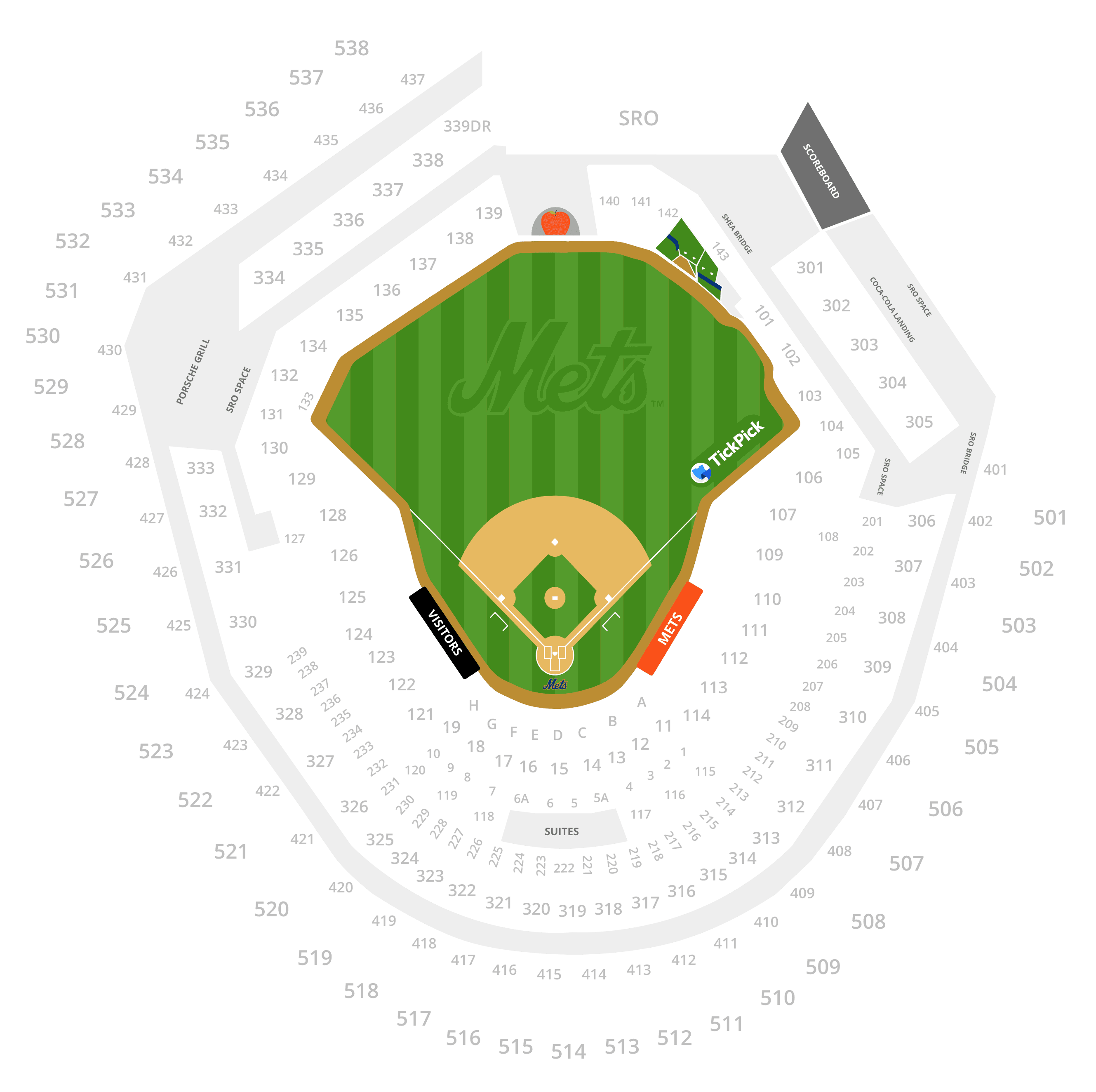 Top-down seating chart of Citi Field